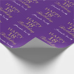Happy 18th Birthday Gold Glitter and Purple Wrapping Paper<br><div class="desc">Happy 18th Birthday Gold Glitter and Purple Lilac Lavender Wrapping Paper with personalized name. For further customization,  please click the "Customize it" button and use our design tool to modify this template.</div>