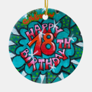 Happy 18th Birthday Graffiti Ceramic Ornament