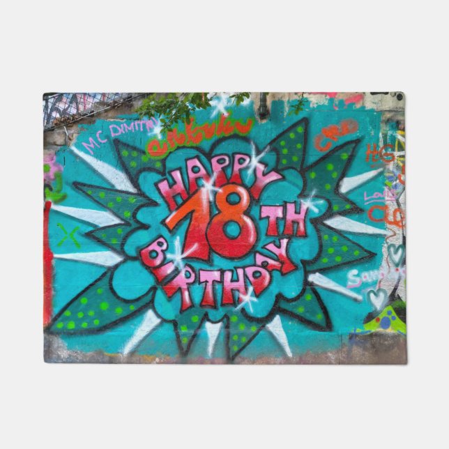 Happy 18th Birthday Graffiti Doormat (Front)
