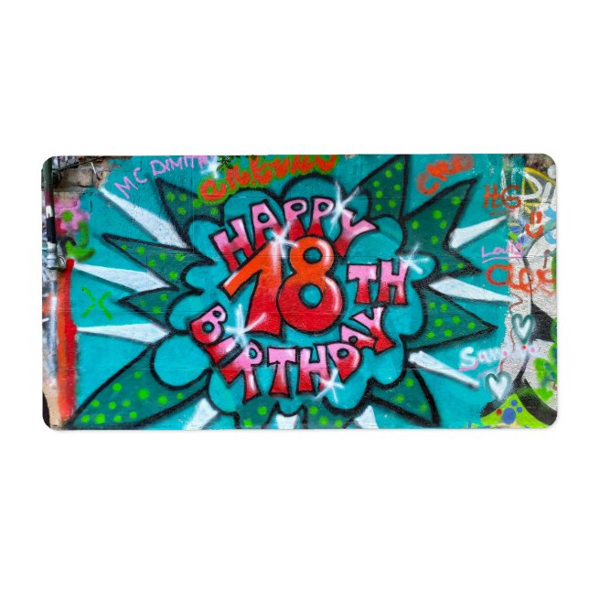 Happy 18th Birthday Graffiti Label (Front)