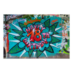 Happy 18th Birthday Graffiti Poster