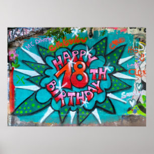 Happy 18th Birthday Graffiti Poster