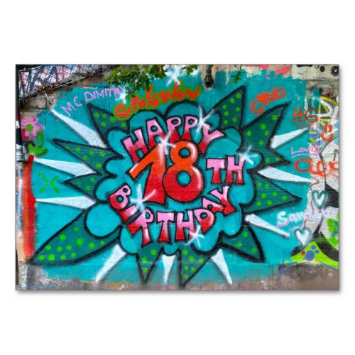 Happy 18th Birthday Graffiti Table Number