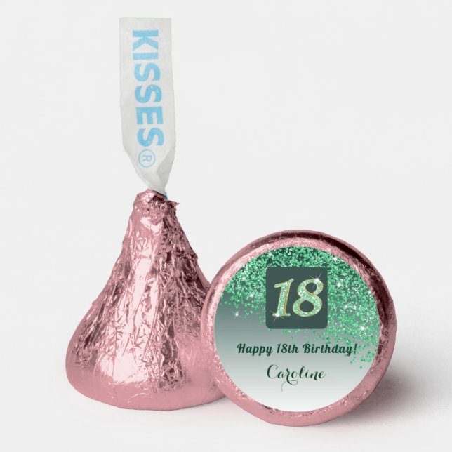 Happy 18th Birthday Green Glitter Sweet  Hershey®'s Kisses® (Front)