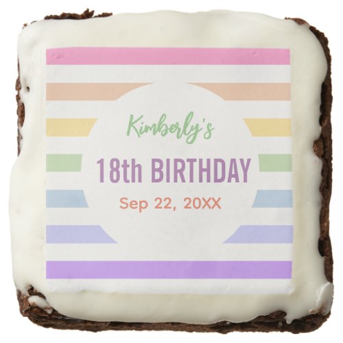 Happy 18th Birthday in Rainbow Stripes Brownie