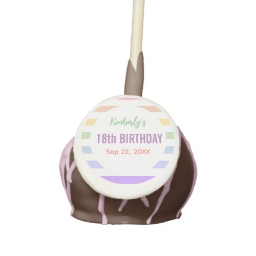 Happy 18th Birthday in Rainbow Stripes Cake Pops