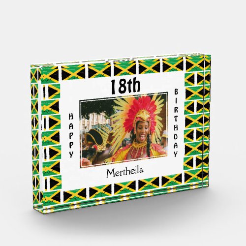 Happy 18th Birthday JAMAICA FLAG Photo Block