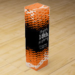 Happy 18th Birthday orange girlie wine box<br><div class="desc">Bright orange,  white and black girlie birthday gift box for wine or other drinks. Reads Happy 18th Birthday Shenika Vintage 2002,  customize with your own birthday girls name and age. Graphic pattern and design by Sarah Trett.</div>