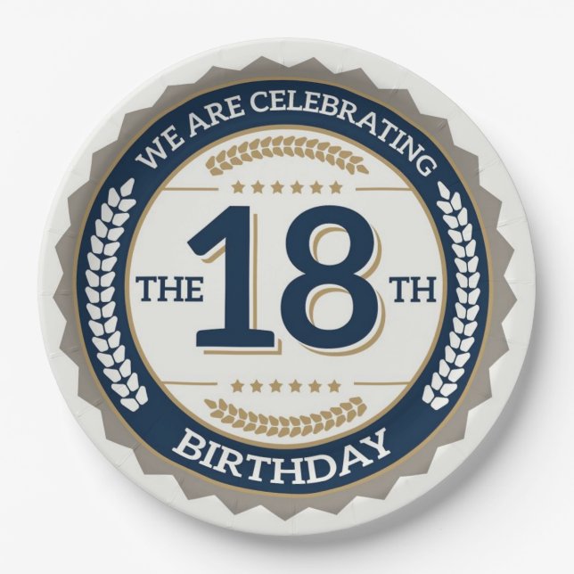 Happy 18th Birthday Paper Plates (Front)