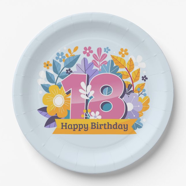 Happy 18th Birthday Paper Plates (Front)