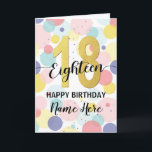Happy 18th Birthday Pastel Rainbow and Gold Girl Card<br><div class="desc">Fun,  cheerful,  elegant and colourful design birthday card. 
Firework in bright rainbow colours. Faux gold big number.
Get this cheerful card to celebrate your friend or family!</div>