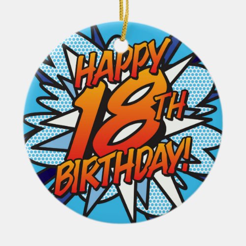 HAPPY 18TH BIRTHDAY Photo Fun Retro Comic Book Ceramic Ornament