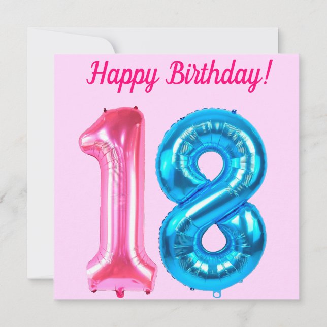 Happy 18th Birthday Pink Card (Front)