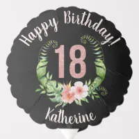 Happy 18th Birthday Pink Glitter Name Chic Balloon