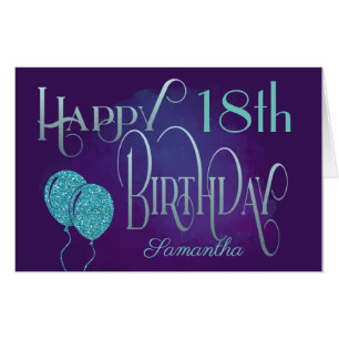 Happy 18th Birthday Purple Decorative Text Card