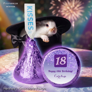 Happy 18th Birthday Purple Glitter Sweet Hershey®'s Kisses®