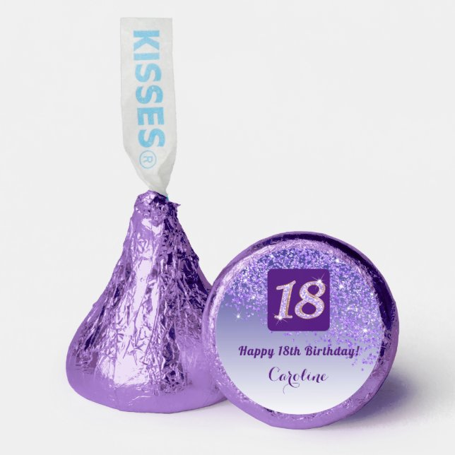 Happy 18th Birthday Purple Glitter Sweet  Hershey®'s Kisses® (Front)
