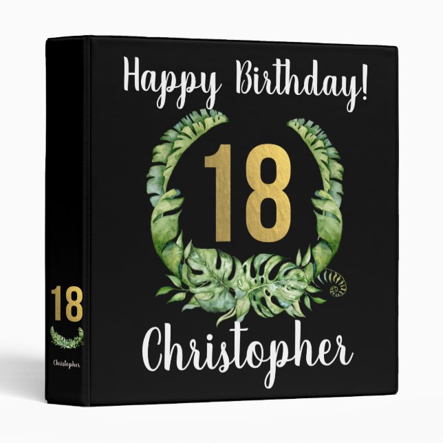Happy 18th Birthday Son Gold - Name Photo  3 Ring Binder (Front/Spine)