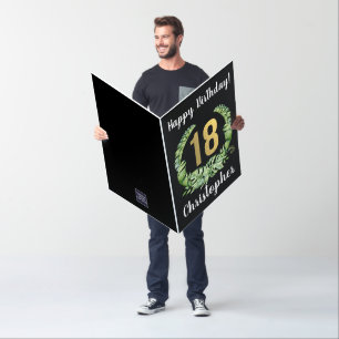 Happy 18th Birthday Son Gold Wreath Name Jumbo Card