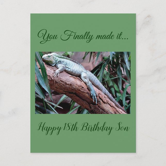 Happy 18th Birthday son lizard card (Front)