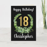 Happy 18th Birthday Son Modern Gold Wreath Name Card<br><div class="desc">Happy 18th Birthday Son Modern Gold Wreath Name Card. Customize the name of the recipient on the front and the greeting messages on the front and inside.</div>