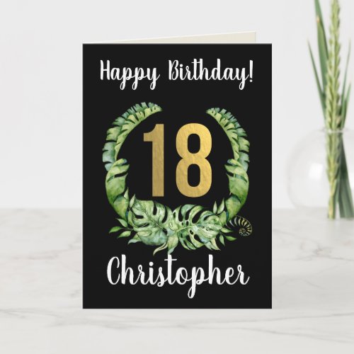 Happy 18th Birthday Son Modern Gold Wreath Name Card