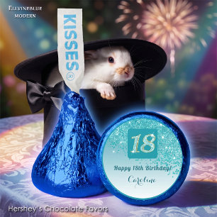 Happy 18th Birthday Teal Blue Glitter Sweet Hershey®'s Kisses®