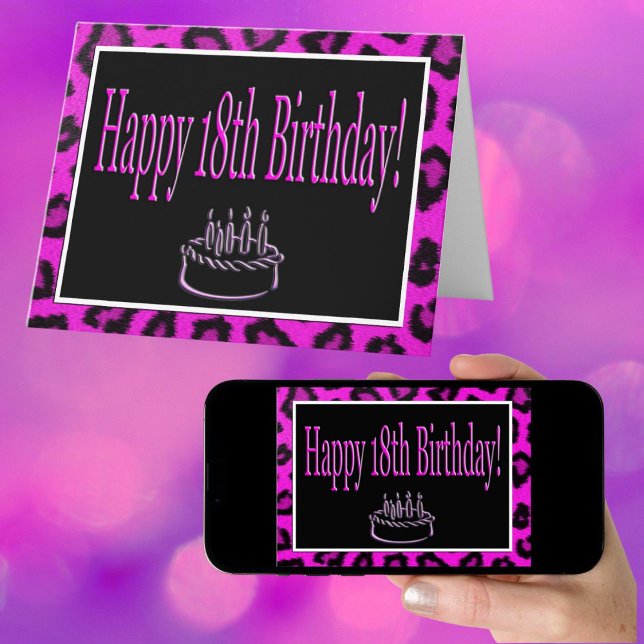 Happy 18th Birthday With Hot Pink Leopard Spots Card (Creator Uploaded)