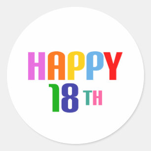 Happy 18th classic round sticker