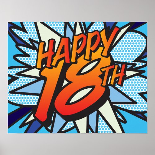 HAPPY 18TH Comic Book Pop Art Poster