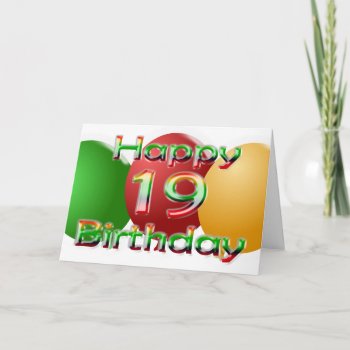 Happy 19th Birthday Balloon Card by Fanattic at Zazzle