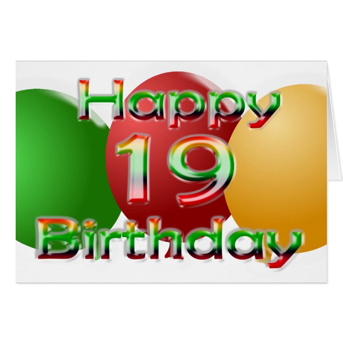 Happy 19th Birthday Balloon Card