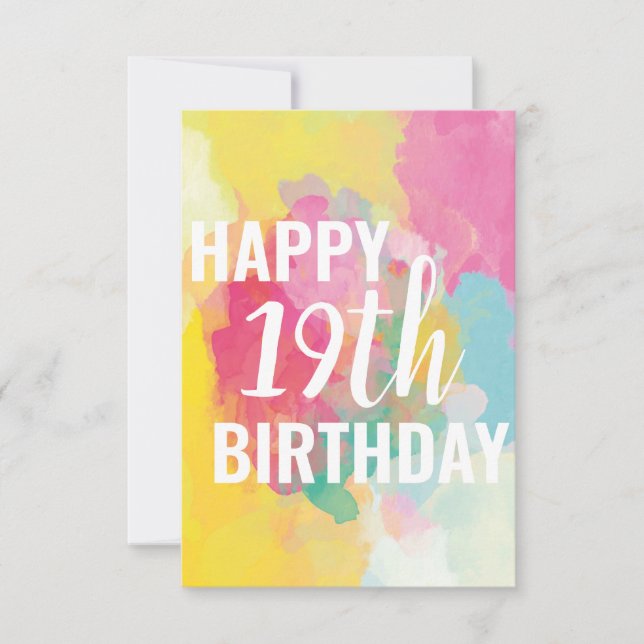 Happy 19th Birthday Card ("Watercolour Gradients") (Front)