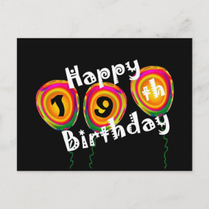 Happy 19th Birthday Colorful Balloons Postcard
