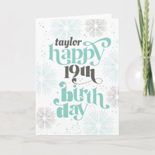 Happy 19th Birthday Customizable Greeting Card