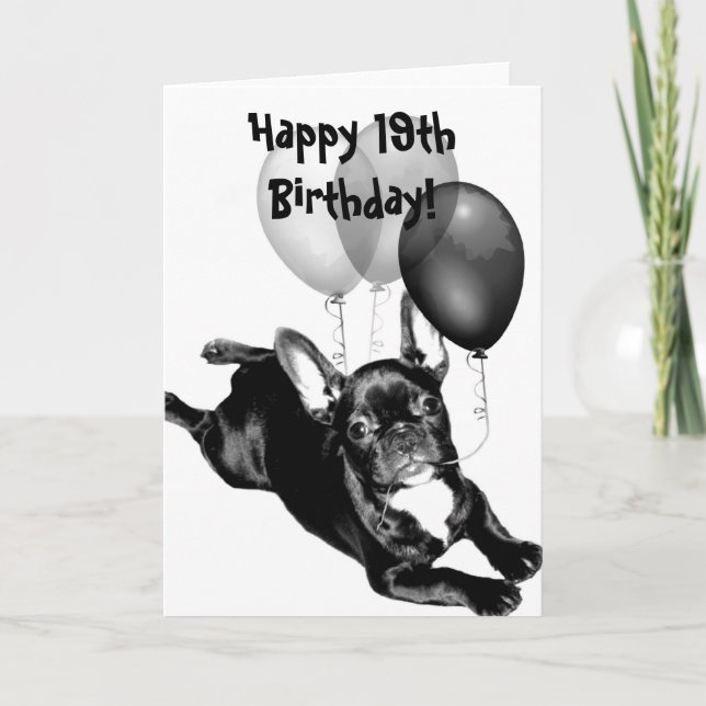Happy 19th Birthday French Bulldog Greeting Card (Front)