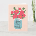 Happy 19th Birthday Sister w/ Mason Jar of Flowers Card<br><div class="desc">A mason jar filled with a gorgeous bunch of peonies and white flowers with the hand lettered words 'For my sister' on the tag and 'Happy 19th Birthday' on the mason jar. The perfect birthday card to celebrate your sister's birthday! © Ness Nordberg</div>