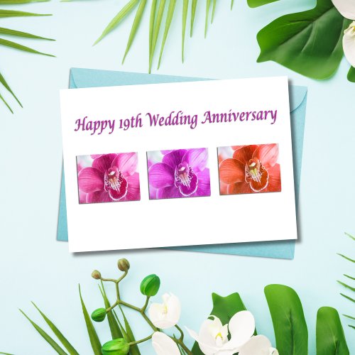 Happy 19th Wedding Anniversary Orchids Card