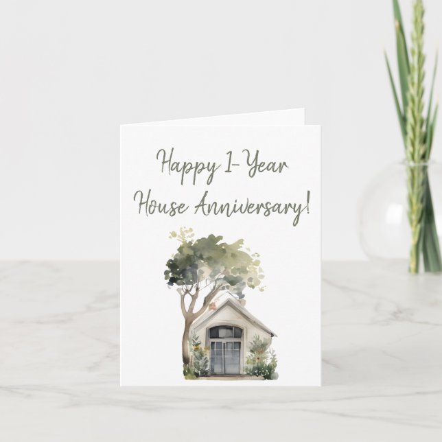 Happy 1-Year House Anniversary Thank You Card (Front)