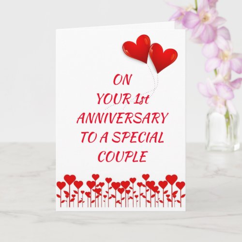 HAPPY 1st ANNIVERSARY A SPECIAL COUPLE Card