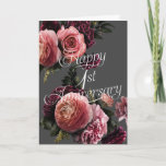 Happy 1st Anniversary-Elegant Floral Anniversary Card<br><div class="desc">Elegant Floral-Happy 1st Anniversary,  Wedding Card</div>