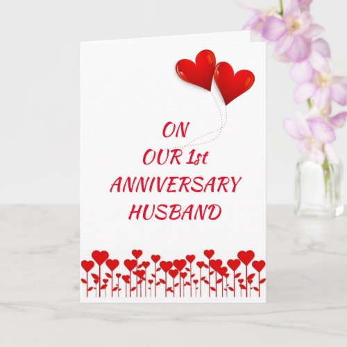 HAPPY 1st ANNIVERSARY HUSBAND CELEBRATE US Card