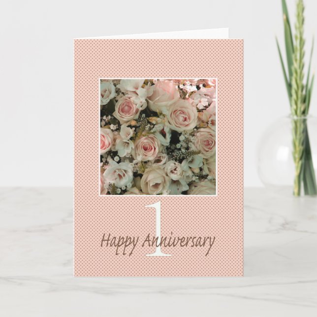 Happy 1st Anniversary roses Card (Front)