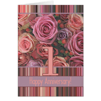 Happy 1st Anniversary roses Card