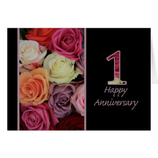 Happy 1st Anniversary roses Card