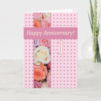 Happy 1st Anniversary roses Card