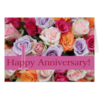 Happy 1st Anniversary roses Card