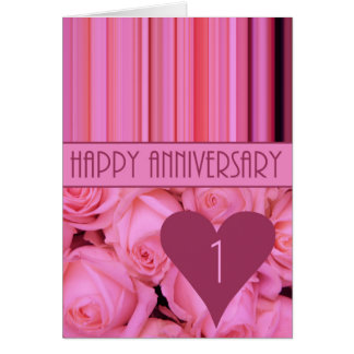 Happy 1st Anniversary roses Card