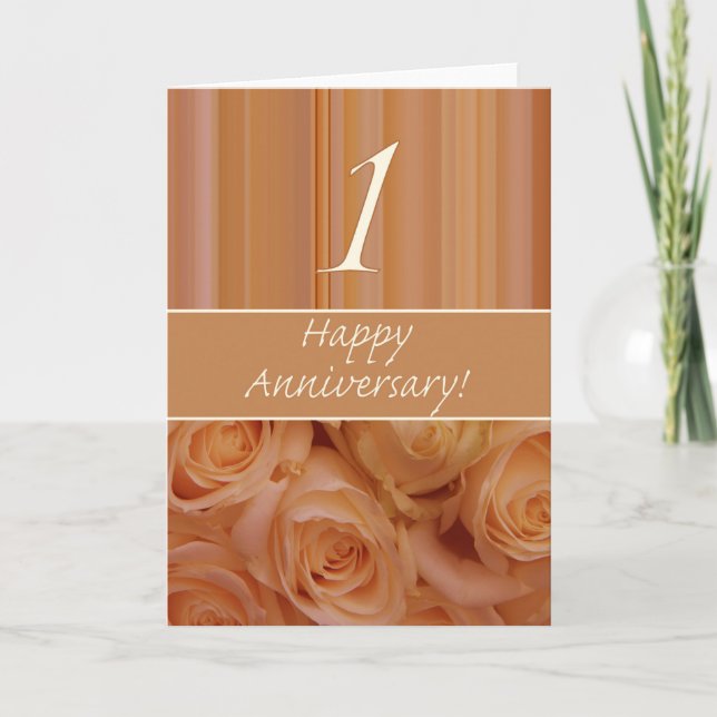 Happy 1st Anniversary roses Card (Front)