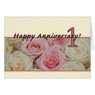 Happy 1st Anniversary roses Cards